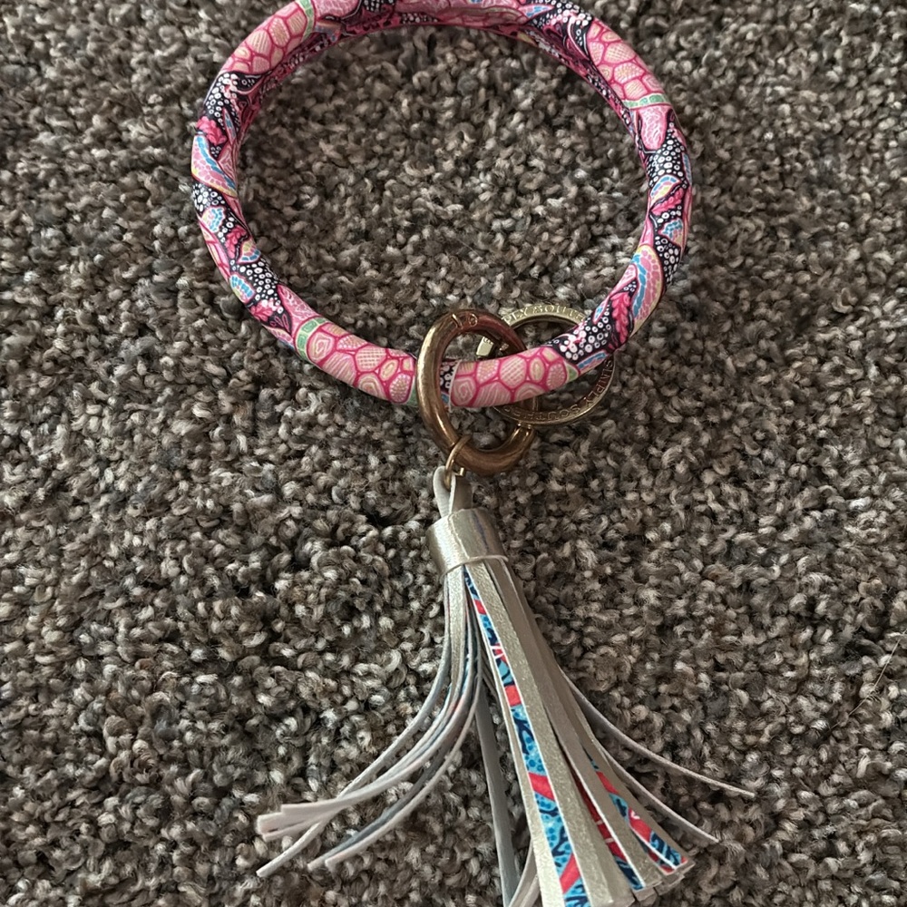 Simply Southern Pink Patterned Keychain Bracelet with Tassel